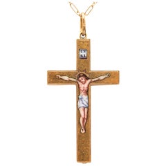 Croix polychrome émaillée en or jaune massif 18 carats de style néo-byzantine, 1850