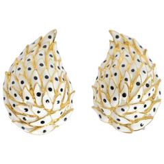 David Webb Enamel Gold Earrings