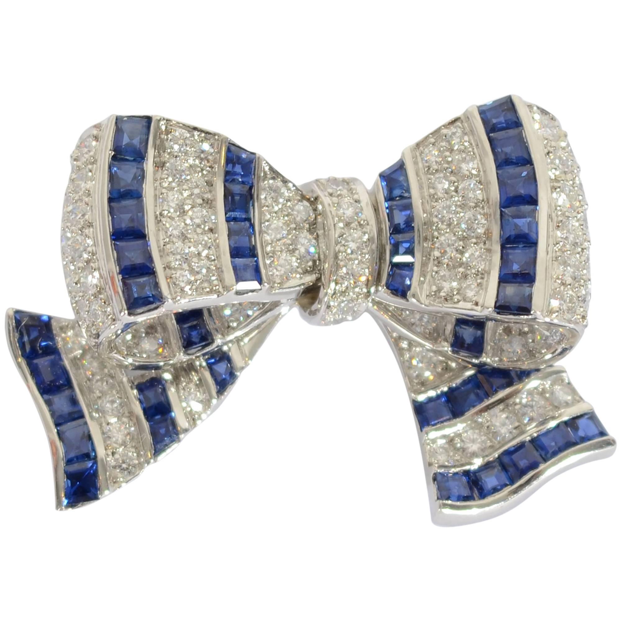Tiffany & Co. Sapphire Diamond platinum Bow Brooch