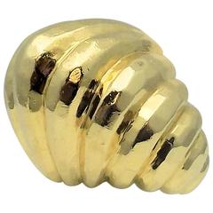Hammered Texture Gold Dome Ring