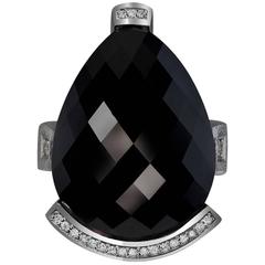 Black Onyx Diamond Gold Swan Ring Ltd Ed Handmade in NYC by Alex Soldier 1