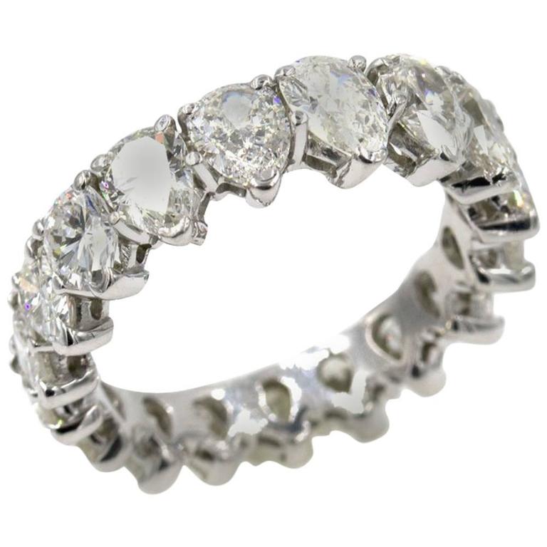 Pear Shaped Diamond Platinum Eternity Wedding Band Ring at 1stDibs