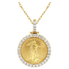 1/4OZ Lady Liberty Collar Halo de Diamantes 1.36cttw