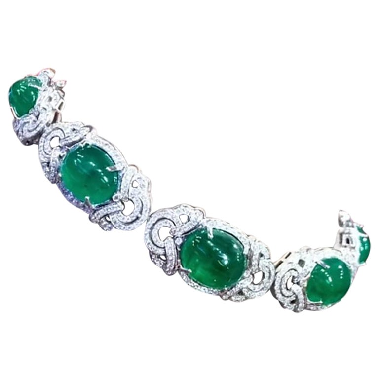 AIG Certified 71.00 Cr Zambian Emeralds 6.50 Ct Diamonds 18kGold Choker/Bracelet