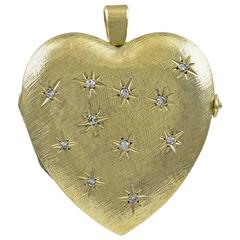 1940s Magnificent Huge Diamond Gold Heart Locket 7