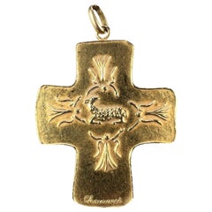 French Monnaie De Paris 18k Yellow Gold Cross Pendant