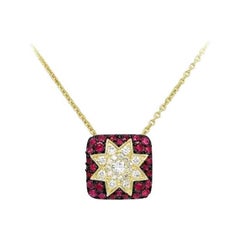 Classic Ruby Diamond Yellow 14k Gold Necklace  for Her
