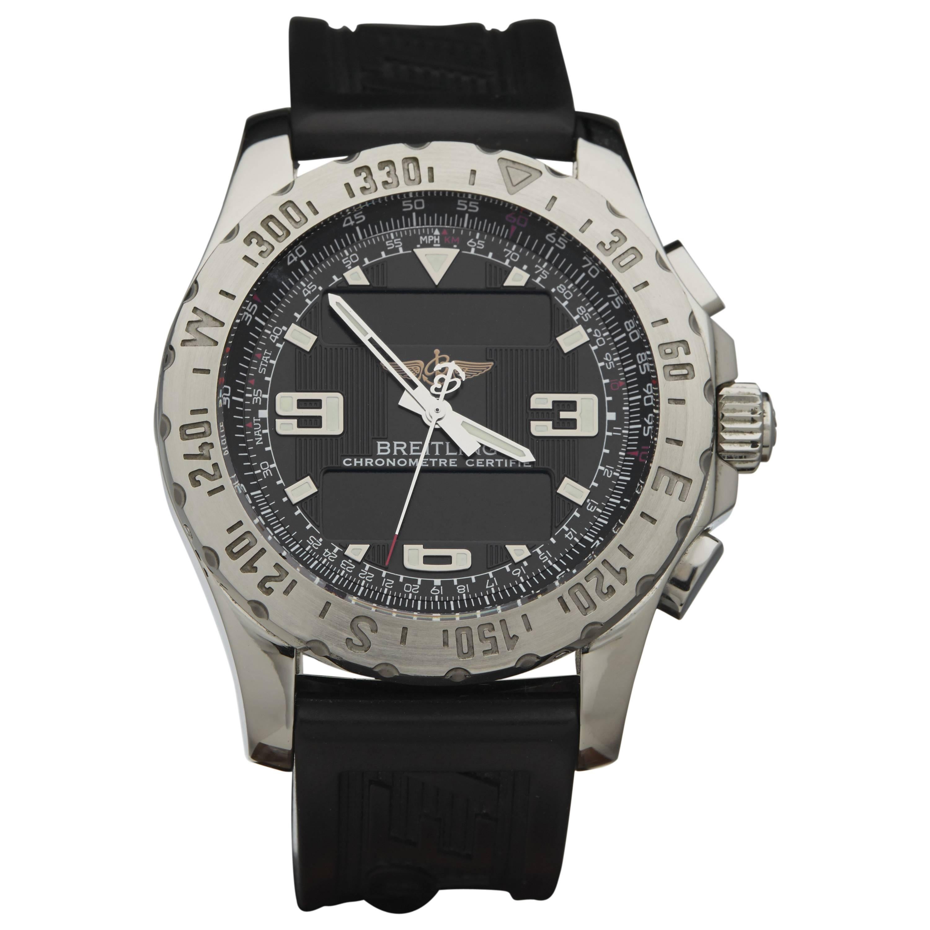 Breitling Stainless Steel Airwolf digital chronograph Quartz Wristwatch