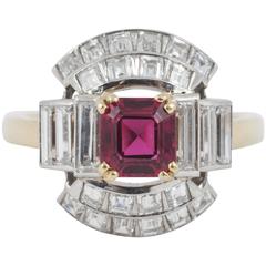 Spinel Diamond Gold Platinum Ring
