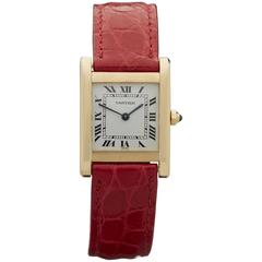 Retro Cartier Yellow Gold Tank Paris Quartz Wristwatch