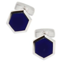 Jona Blue Enamel Sterling Silver Cufflinks