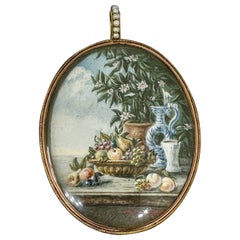 19ème siècle Double Miniature Nature Morte Collier Geertje Pieters Hollandais