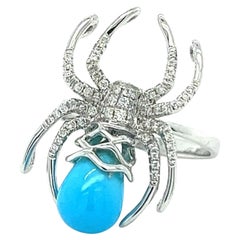 18K White Gold Spider Ring with Diamonds
