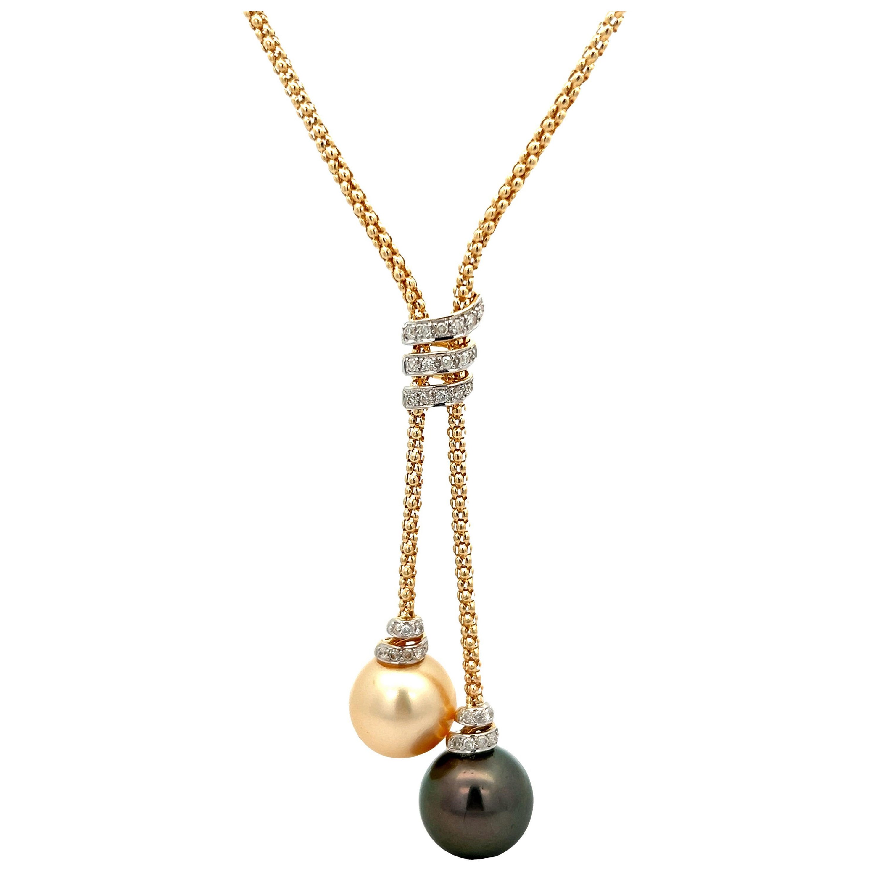 Golden South Sea-Tahitian Pearl Necklace For Sale