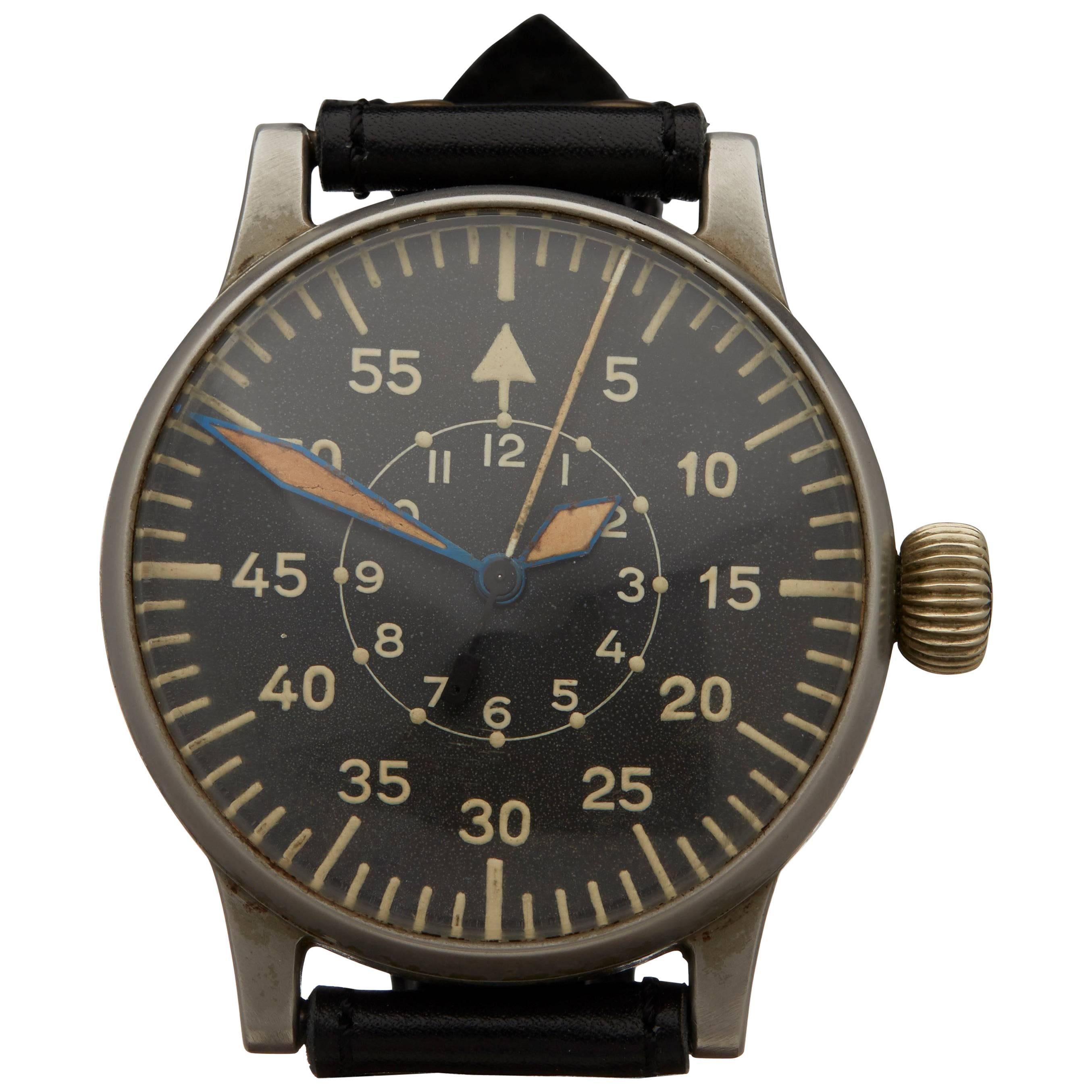 A.Lange & Sohne Stainless Steel Mechanical Wind Luftwaffe Wristwatch