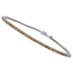 NO RESERVE! 2.07 Carat Fancy Diamond Tennis 14K White Gold Bracelet