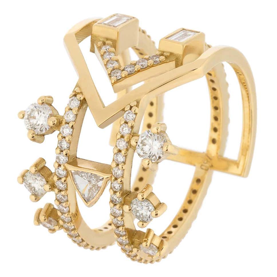 Bonding Ring in 18 Karat Yellow Gold with Diamonds In Various Shapes ...