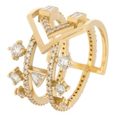 Bonding-Ring aus 18 Karat Gelbgold mit Diamanten in verschiedenen Formen