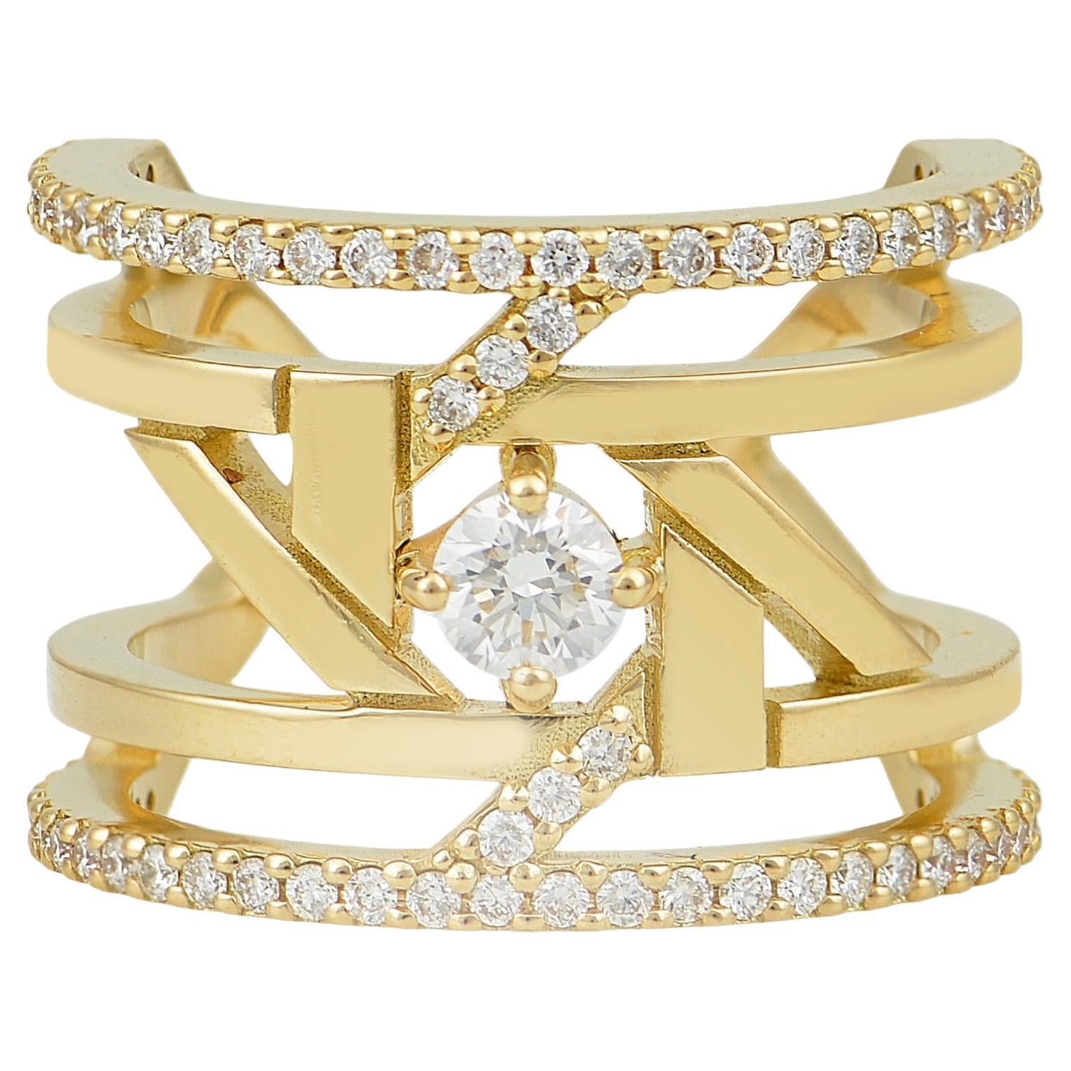 Bonding-Ring aus 18 Karat Gelbgold mit Diamanten