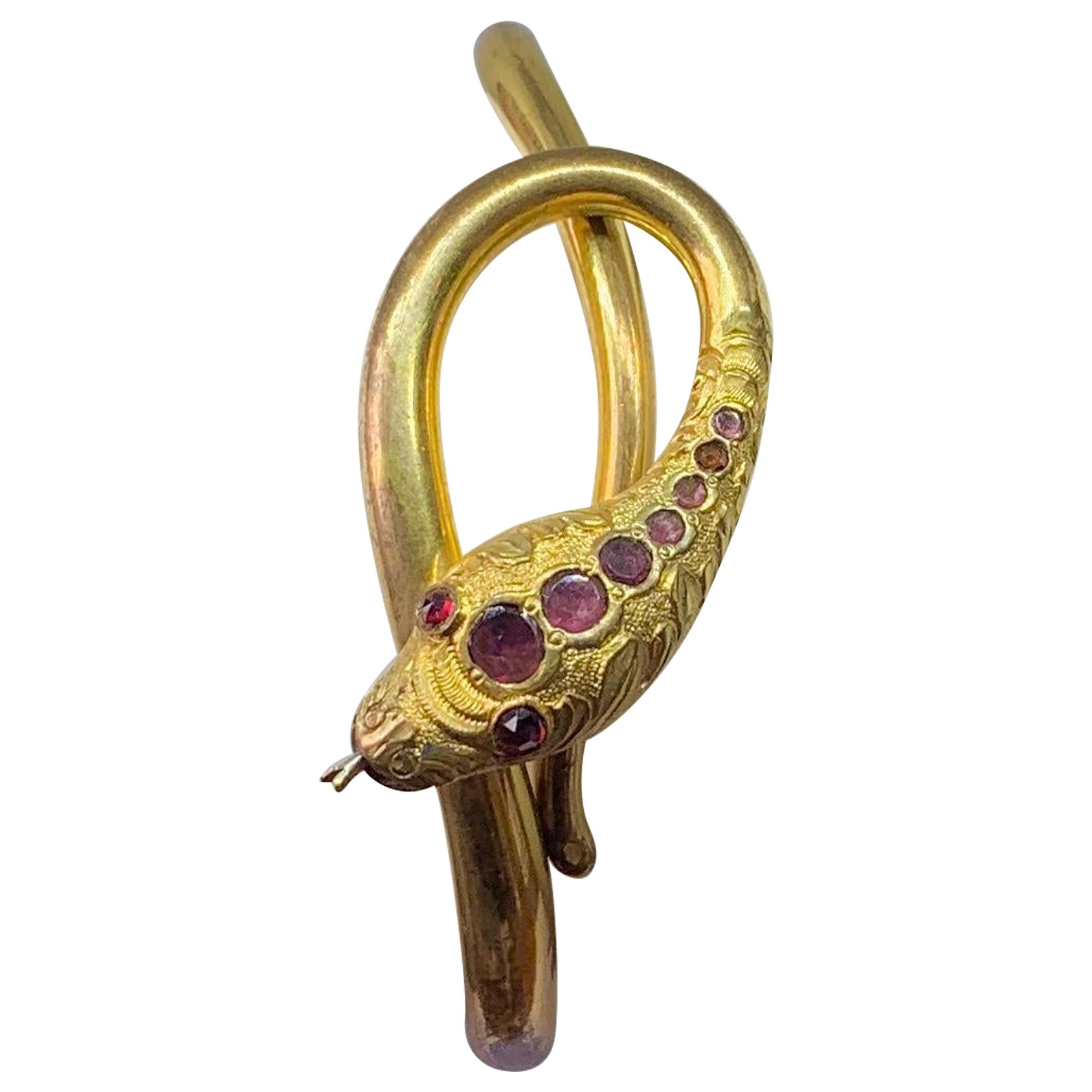 Antique Garnet Snake Bracelet Victorian Serpent Bangle circa 1850