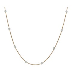 White Diamond Rose Cut Necklace in 18K Yellow Gold