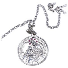 Chaîne collier de la médaille Del Carmen Miraculous en argent sterling