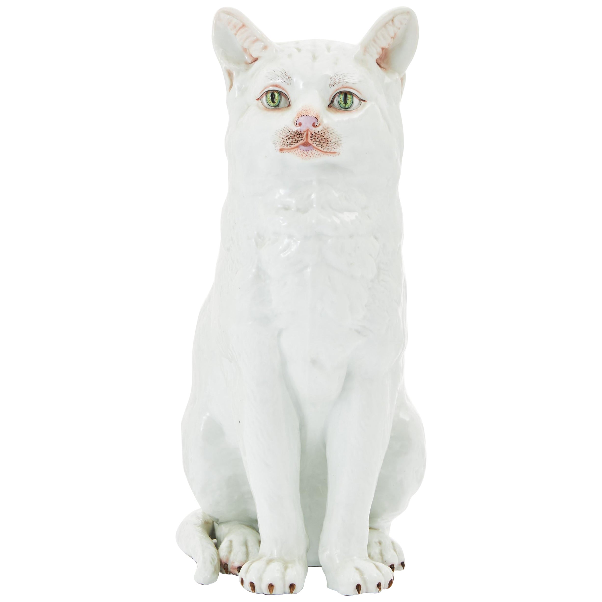 1784 Antique Royal Imperial Vienna Sorgenthal White Cat porcelain figure