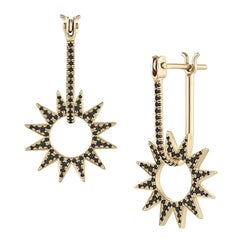 EMBLM Pavé Mini Spur Earring – 14k Gold, Black Diamonds, Twelve Point Star