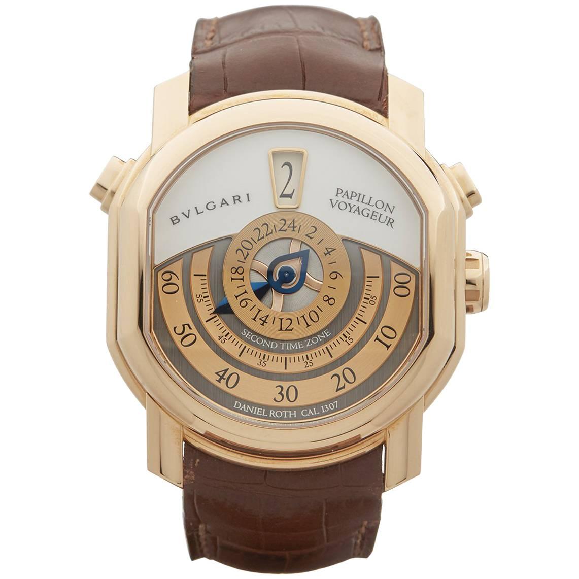 Bulgari Rose Gold Papillon Voyager Ltd Ed Daniel Roth Automatic Wristwatch