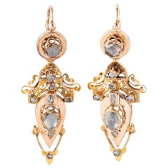 Colgantes de orejas antiguas en oro y diamantes