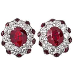 Burma Ruby Diamond platinum Earrings