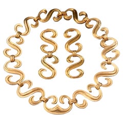 Massive Robert Wander 18K Yellow Gold Statement Necklace Earrings Suite, France