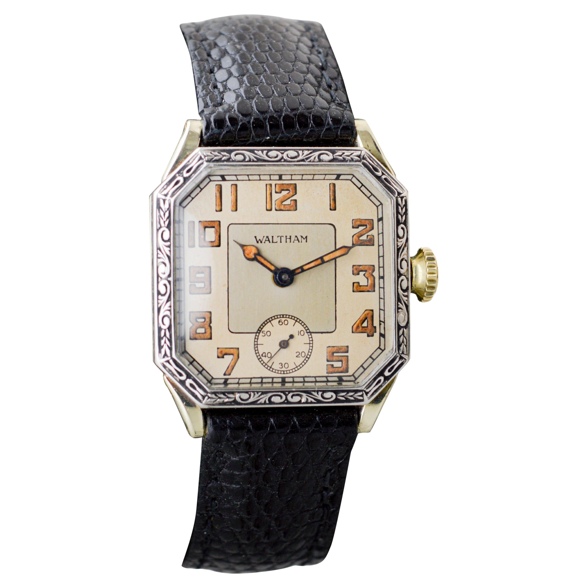 Waltham 14Kt Two Tone "Sapphire" Series Hand Engraved with Original Strap 1927