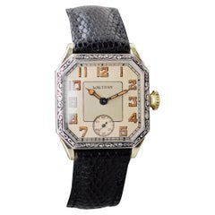 Waltham 14Kt zweifarbige „Sapphire“-Serie „Sapphire“, handgraviert mit Originalriemen 1927