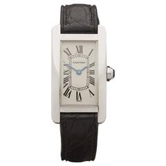 Cartier Ladies White Gold Tank Americaine Quartz Wristwatch 