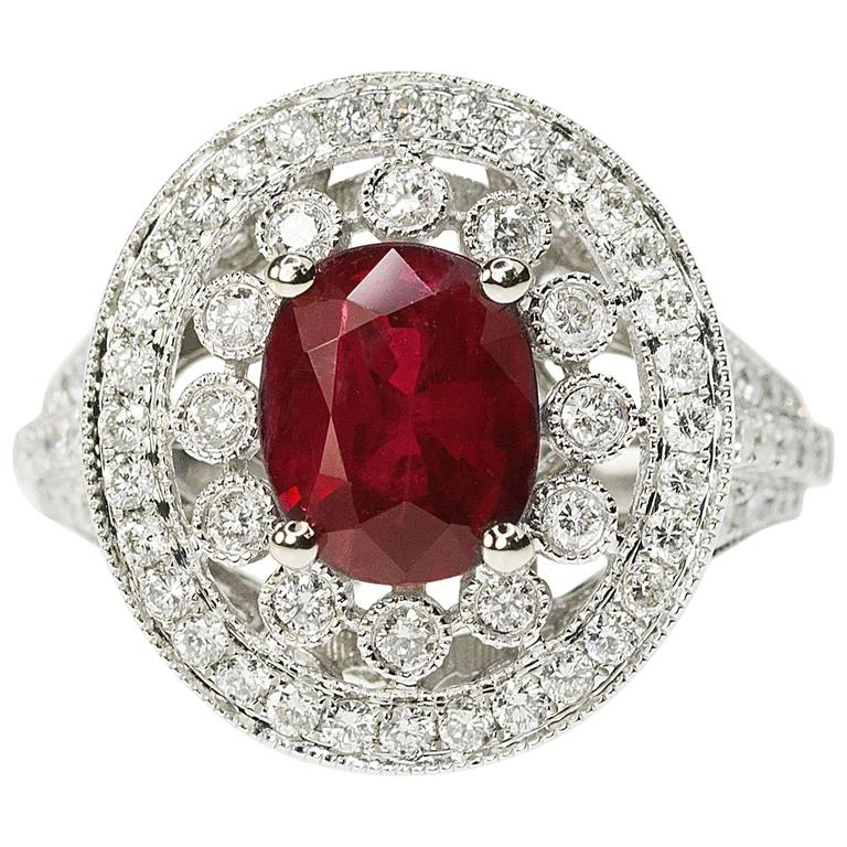 Ruby Black Diamond Gold Dome Ring For Sale at 1stdibs