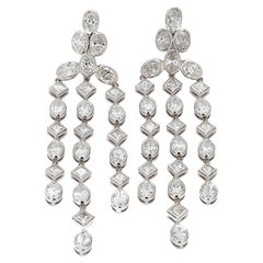 Oval Shape 18K White Gold Chandellier Diamond Earrings