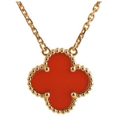 Van Cleef & Arpels Vintage Alhambra Carnelian Pendant Necklace