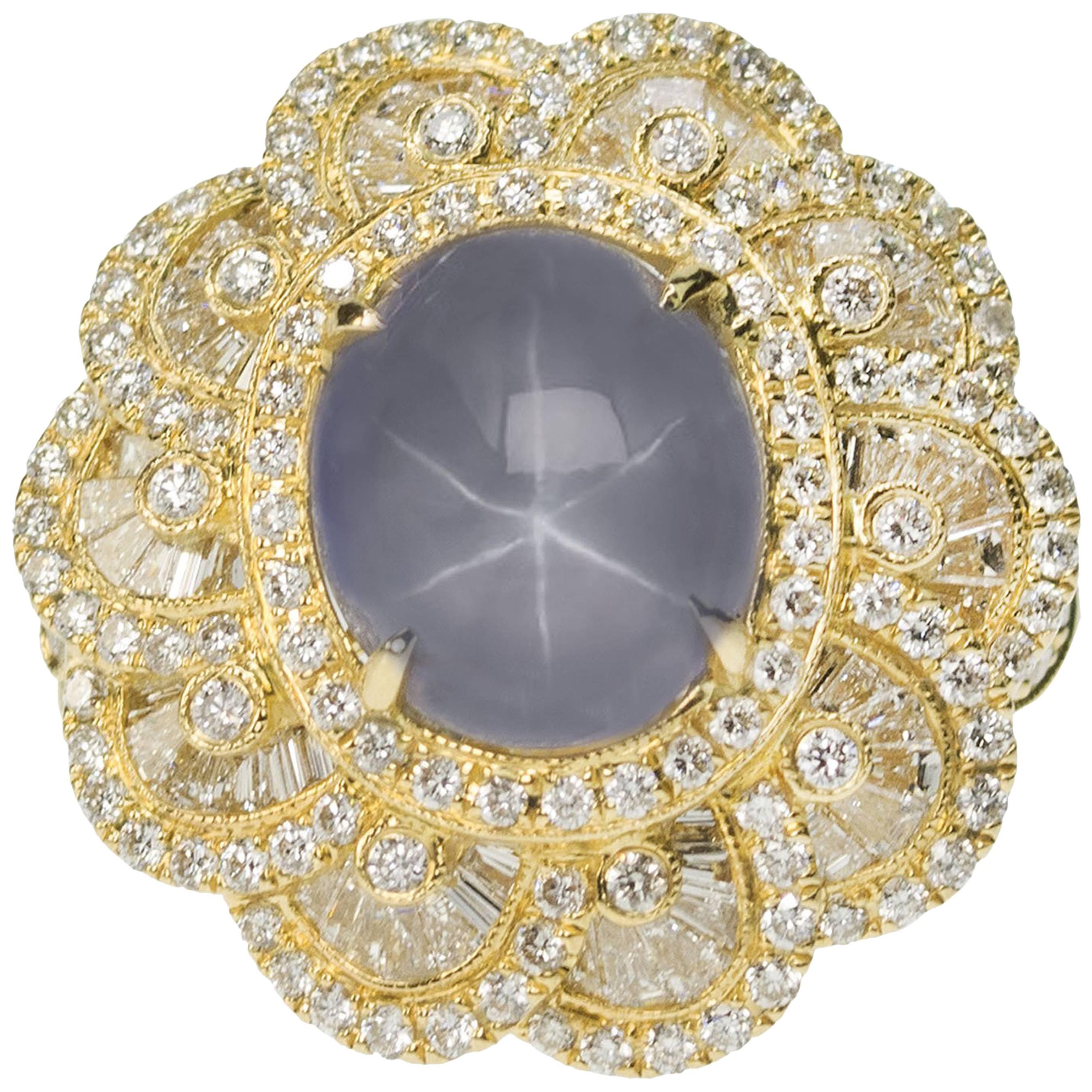 Star Sapphire diamond Gold Ring
