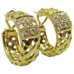 Tiffany & Co. Diamond Gold Vannerie Ear Clips 12