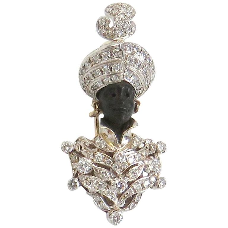 Diamond Gold Blackamoor Brooch Pin at 1stdibs