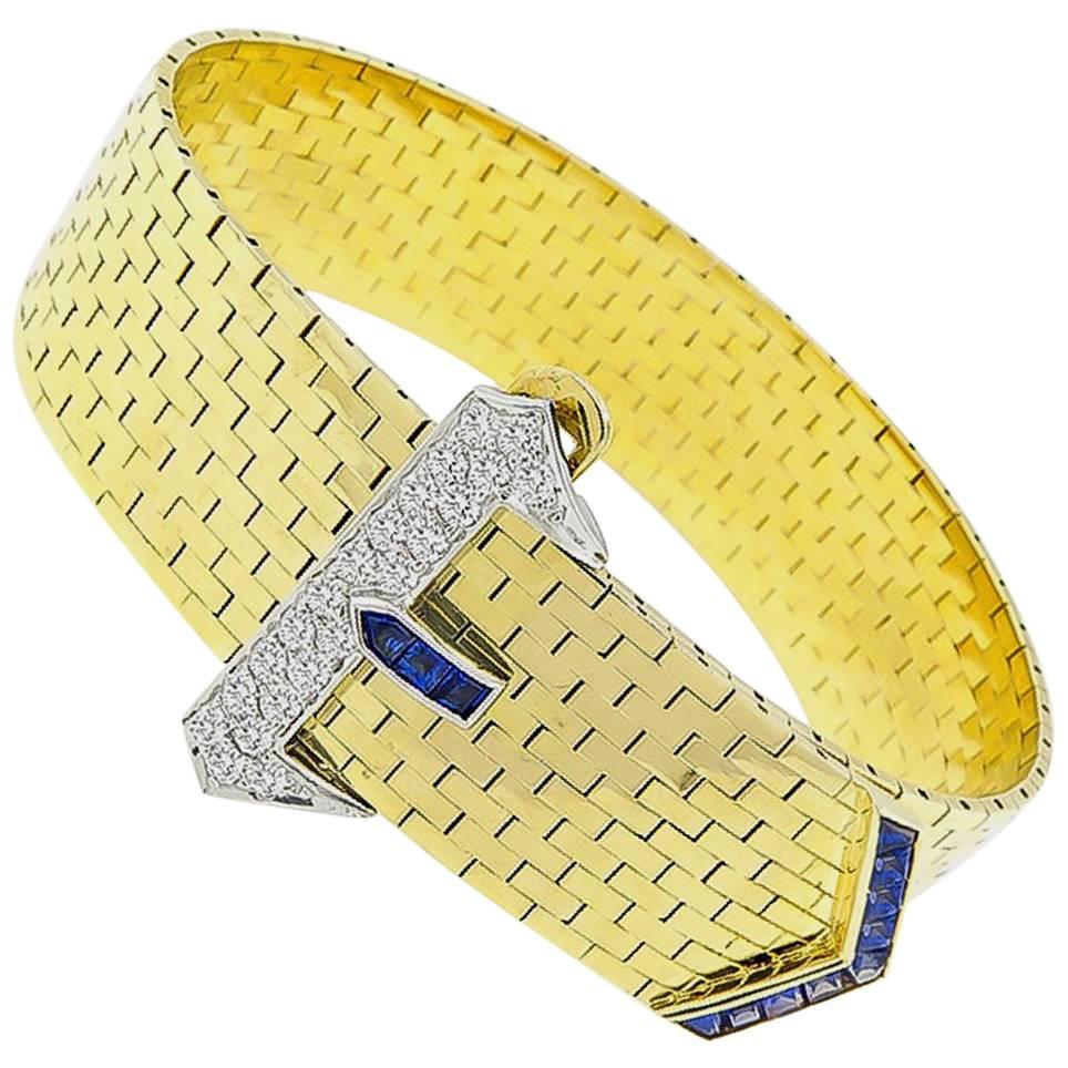 Tiffany & Co. Sapphire Diamond Gold Belt Bracelet