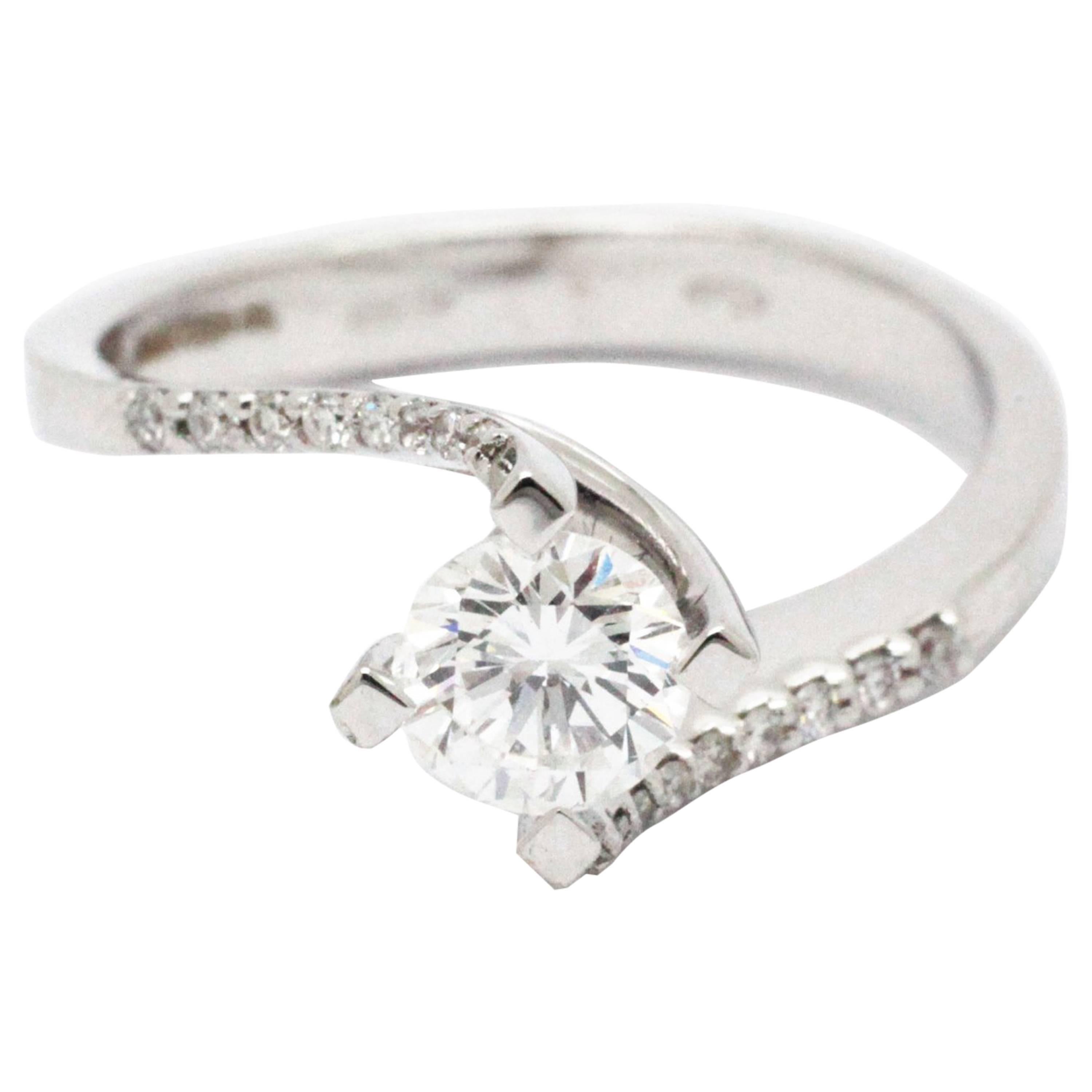 0.58 Carat white Diamond 18k white Gold Engagement Ring