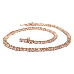 PAS DE RÉSERVE ! 1.04Ct Fancy Light Pink Diamond Tennis Bracelet en or rose 14K