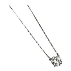 Collier pendentif solitaire en platine avec diamant rond naturel de 1,22 carat, certifié GIA