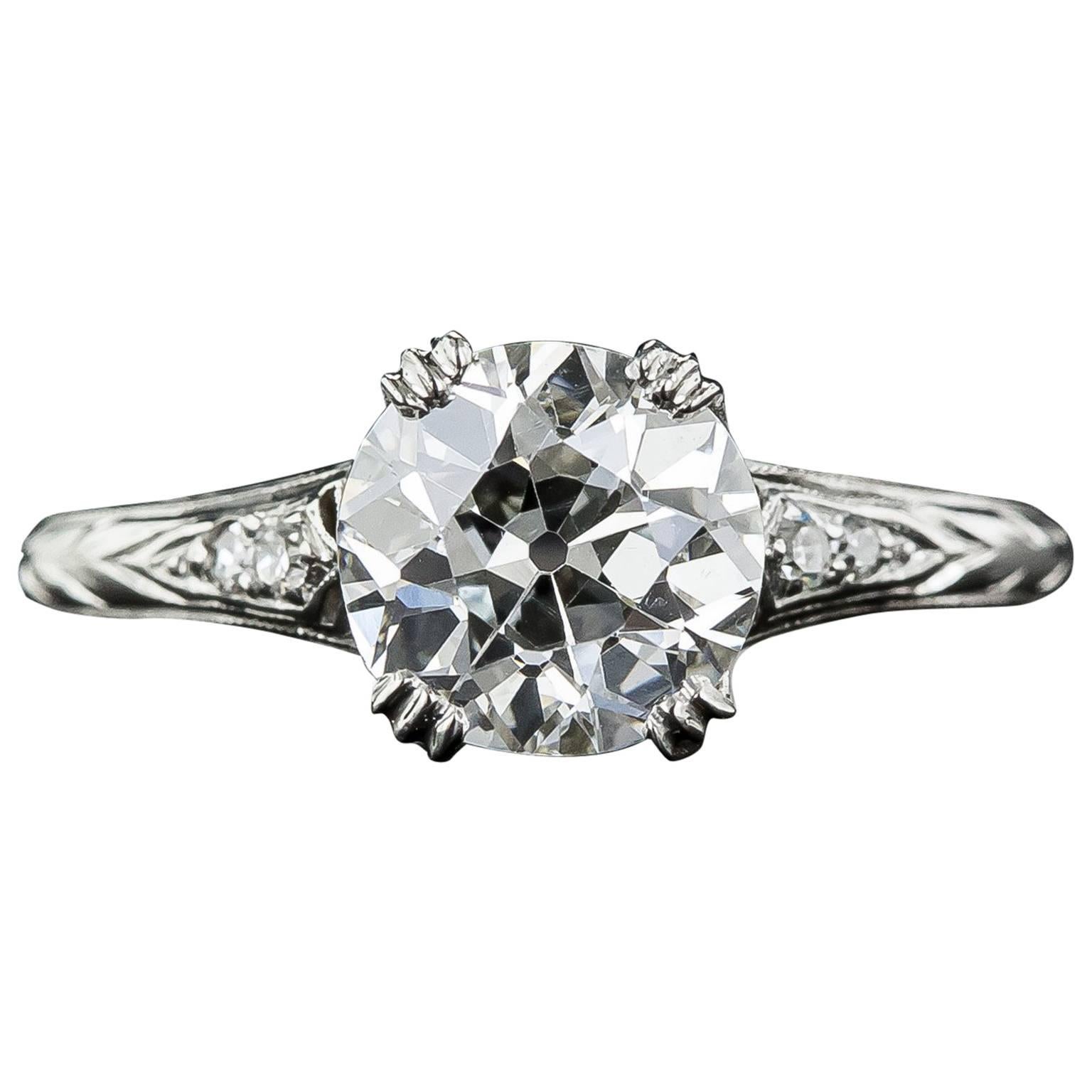 1920s 1.59 Diamond GIA Solitaire platinum Engagement Ring 