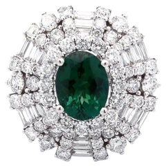 Green Tourmaline 4 Carat Ring in 18K Gold