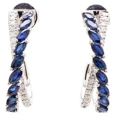 Orecchini con zaffiro blu marquise Nature e diamante da 2,39 carati TW in oro