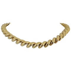14 Karat Gelbgold Schwere polierte San Marco Gliederhalskette Italien