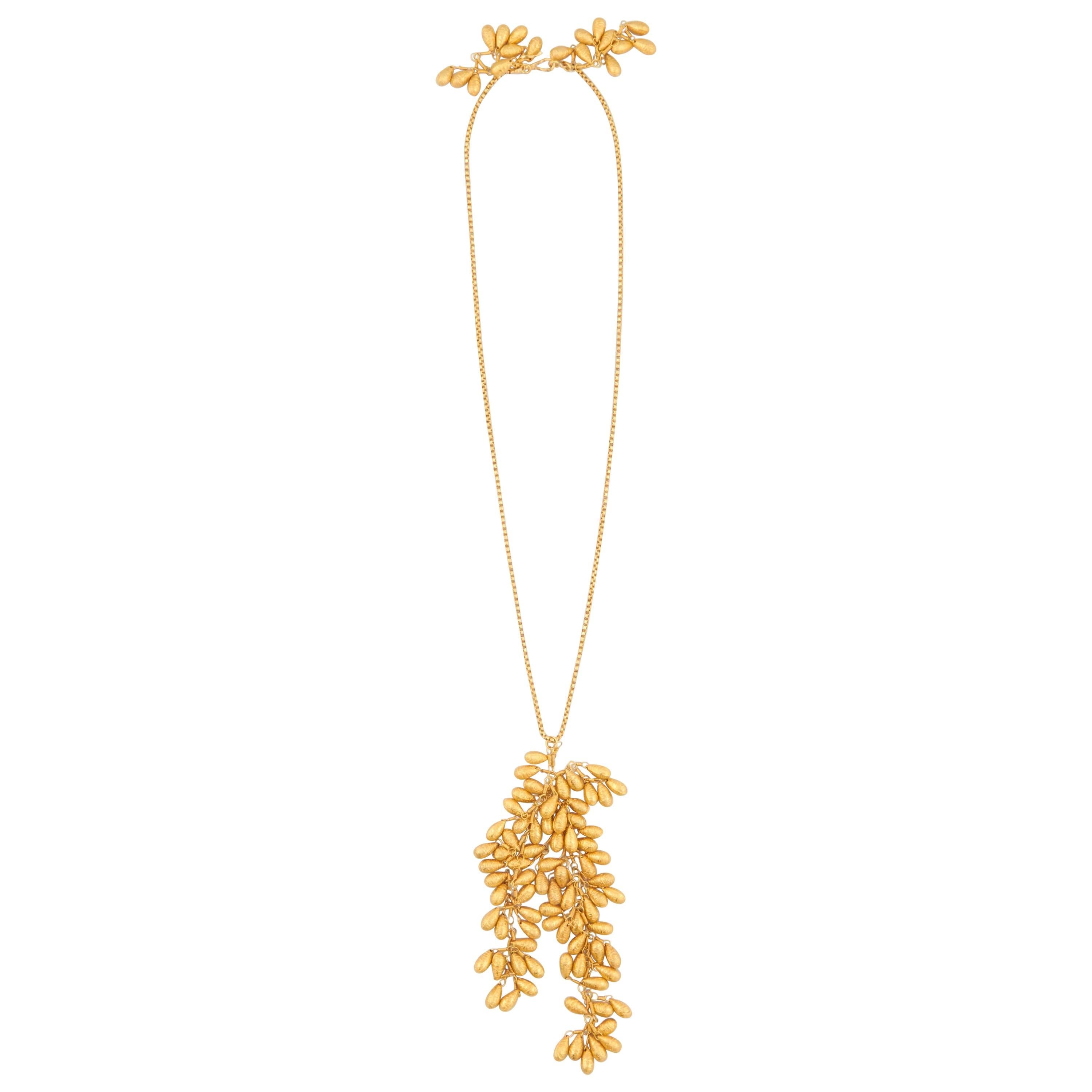 Rebecca Koven Gold Grape Vine Pendant Necklace